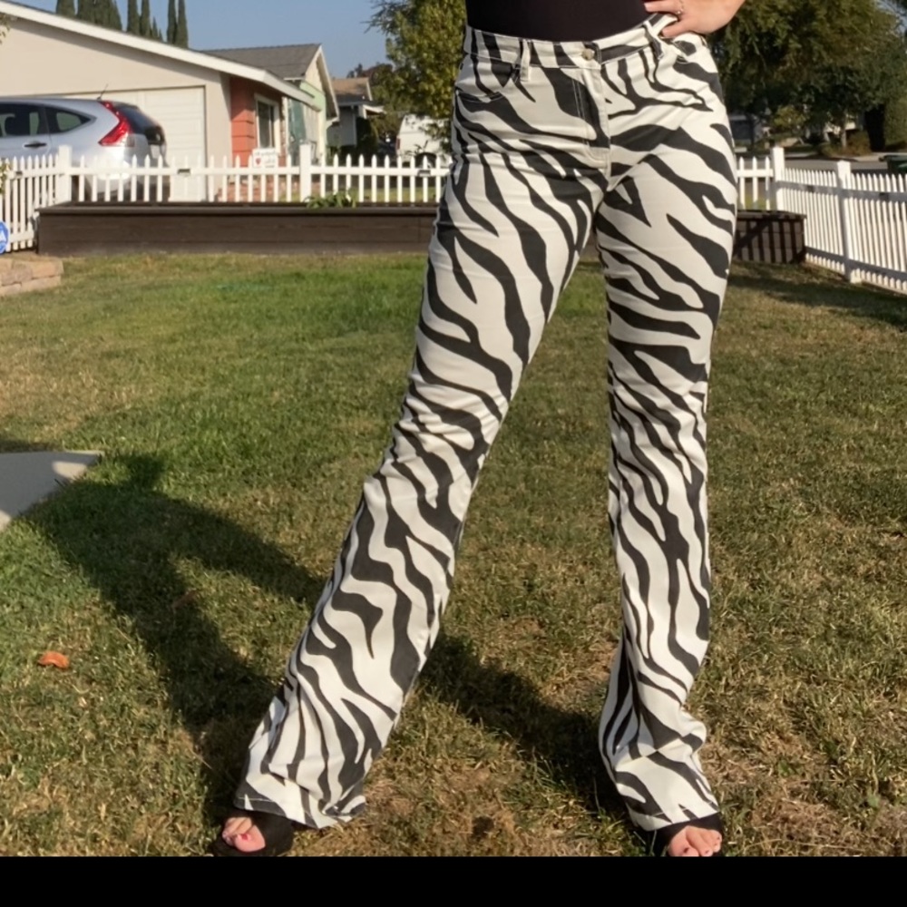 Zebra print flare jeans